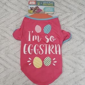 Dog puppy NWT pink shirt Medium Easter eggs